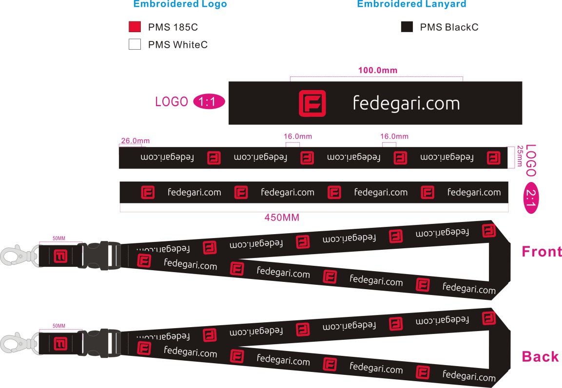 LAN009 Double layer embroidered  lanyard