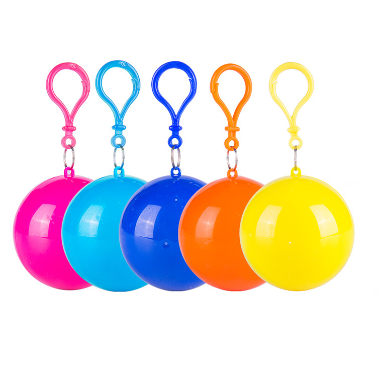 OUT013 Key Chain Plastic Ball with Disposable Poncho