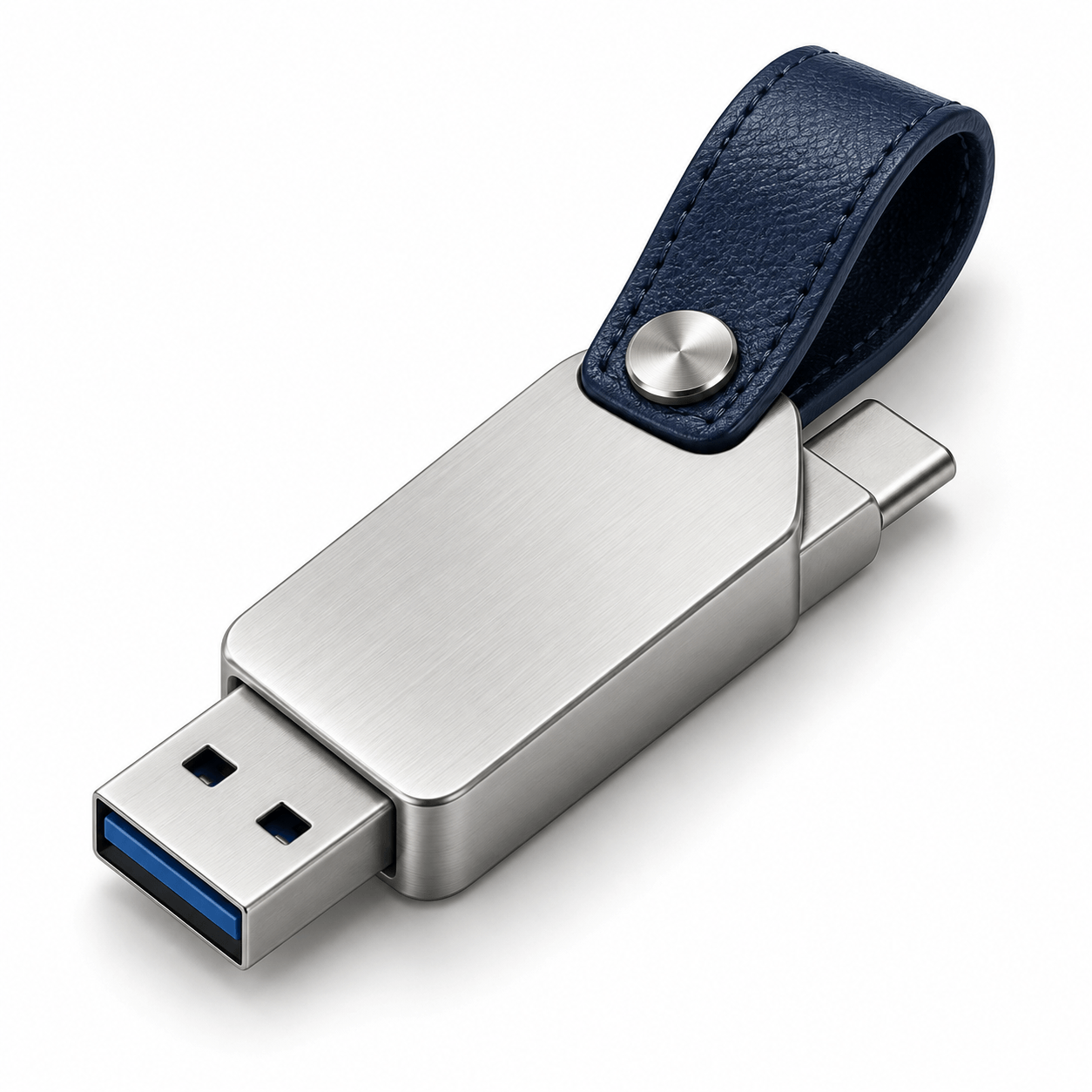 USD012 Leather Loop Dual Connector USB Flash Drive