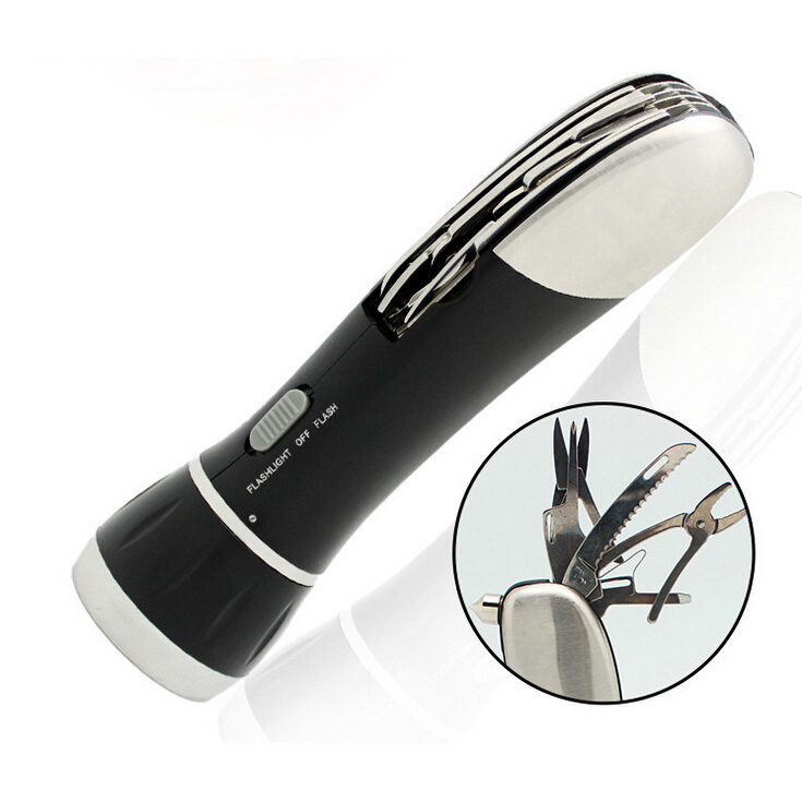 LT0011 Multifunctional Flashlight with knife kit & safety hammer